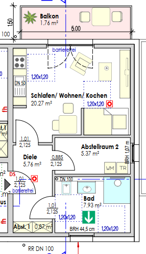 Etagenwohnung Jülich - 1 Zimmer, 42 m&sup2;, 545&euro; | Angebot:27092302